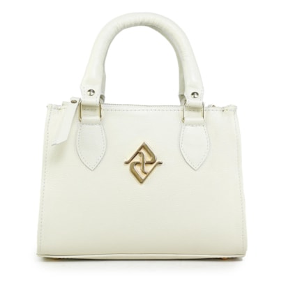 BOLSA DE COURO COM FIVELA DO MONOGRAMA OFF WHITE