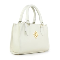 BOLSA DE COURO COM FIVELA DO MONOGRAMA OFF WHITE