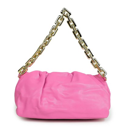 Bolsa Feminina Corrente Dourada Grossa Transversal Luxo Lançamento Blogueira Pink