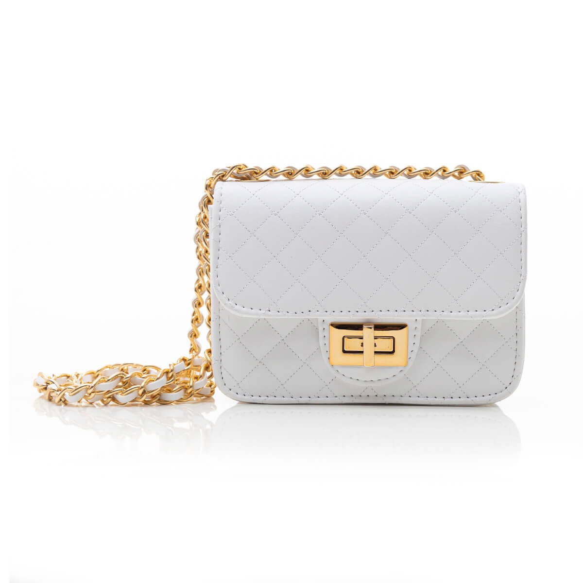 white quilted chain bolsa