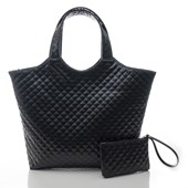 Produto Bolsa Feminina Maxi Bag Matelassê com Carteira Preto
