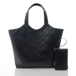 BOLSA FEMININA MAXI BAG METELASSÊ COM CARTEIRA PRETO