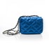 Bolsa Feminina Metalizada Pequena com Corrente e Fecho Azul-Marinho