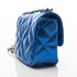 Bolsa Feminina Metalizada Pequena com Corrente e Fecho Azul-Marinho