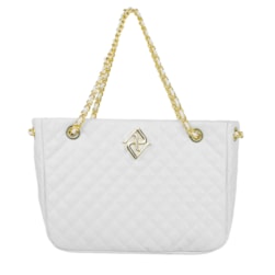 BOLSA METALASSE FEMININA COM FIVELA DO MONOGRAMA OFF WHITE