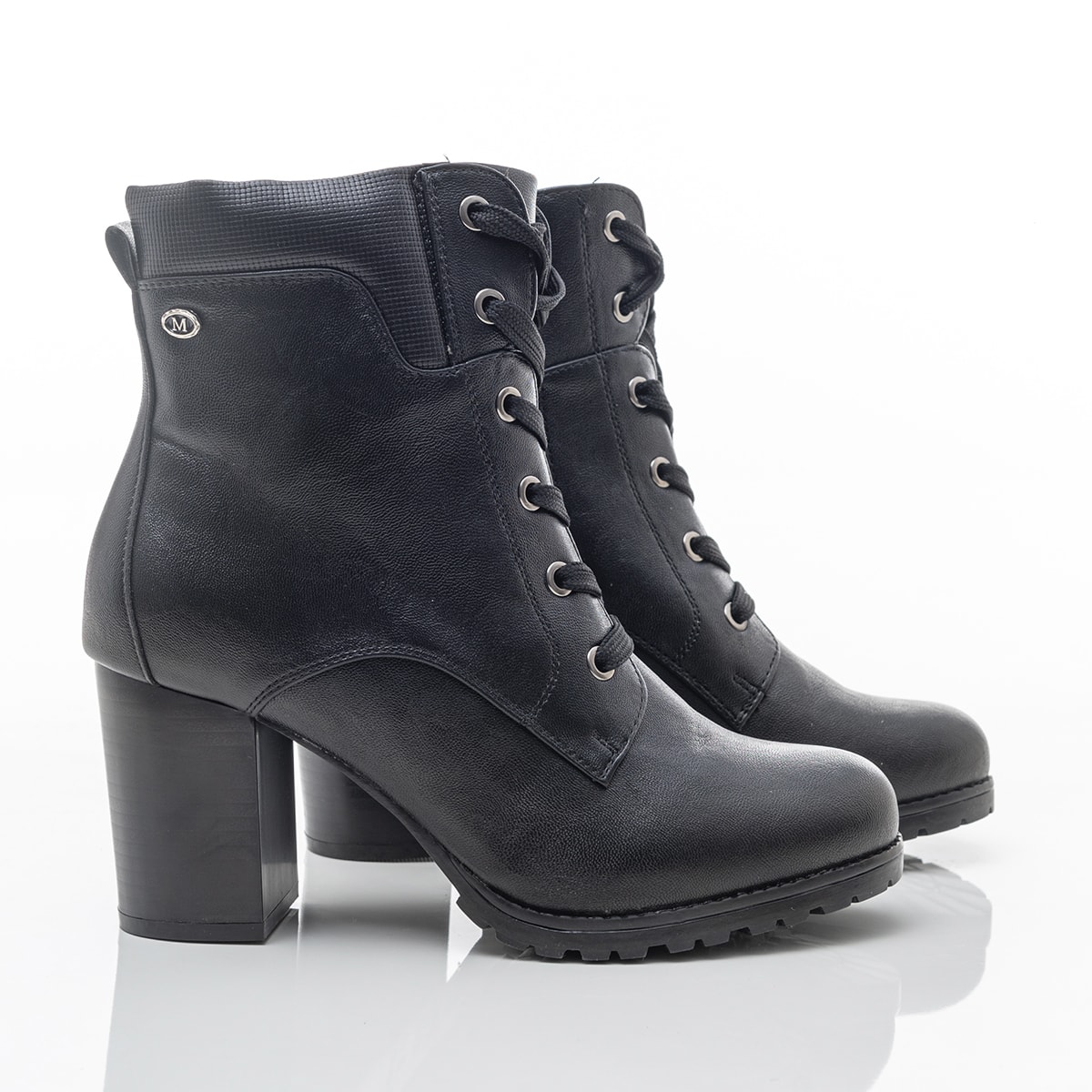 Bota Coturno Feminino Mooncity Original Salto Alto Preto Napa - Pe Vermelho  Calcados