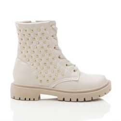 Bota Feminina Coturno Analu Matelasse Com Spikes Tratorada Off White