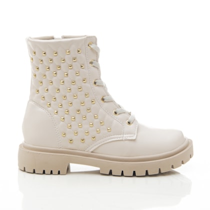 Bota Feminina Coturno Analu Matelasse Com Spikes Tratorada Off White