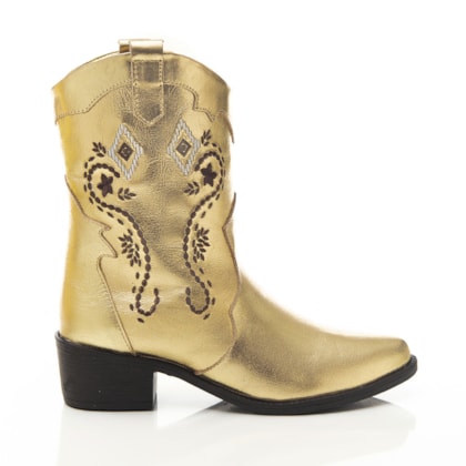 Bota Feminina Country Carmem Metalizada com Bordado Dourado