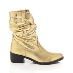 Bota Feminina Country Fabiana Slouch Metalizada Couro Salto Baixo Dourado