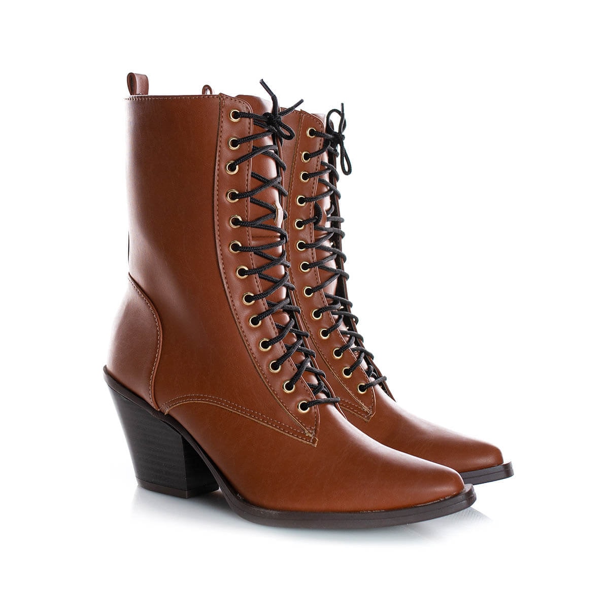 Bota feminina coturno preta cadarço veludo - R$ 120.00, cor Preto (cano  baixo, salto grosso, com salto baixo) #51390, compre agora | Shafa