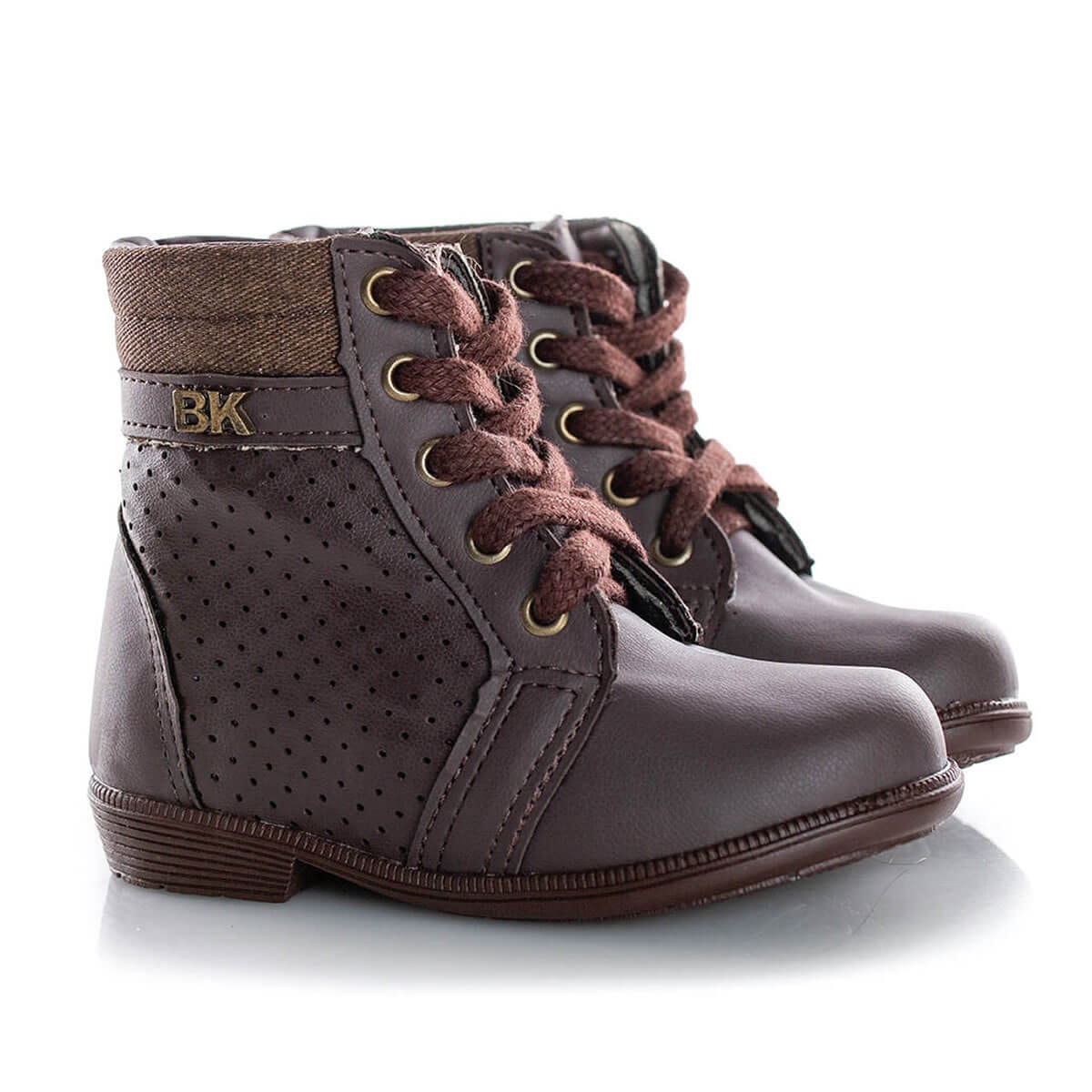 Bota Infantil Feminina Coturno Com Cadarço Moda Menina Cafe - Pe Vermelho  Calcados