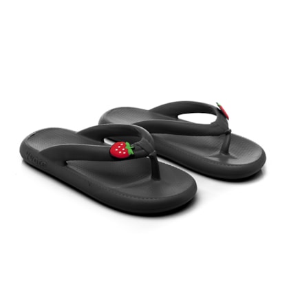 Chinelo Feminino Nuvem Flip Flop De Dedo com Broche Preto