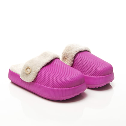 Chinelo Nuvem Panfufa com Pelo Sola Alta Pink