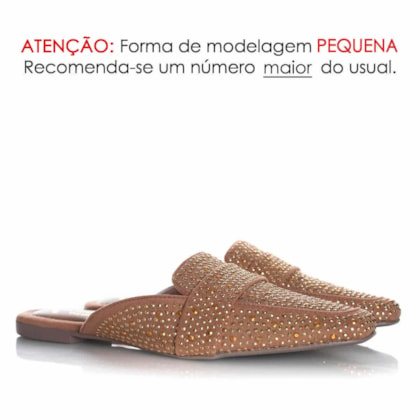 Mule Sapatilha Edilene Fashion com Strass Bege