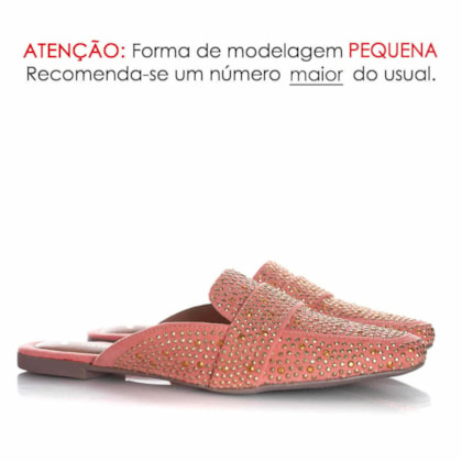 Mule Sapatilha Edilene Fashion com Strass Rosa