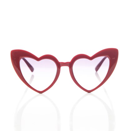 Óculos de Sol Feminino Coração Slim Proteção UV400 Vermelho