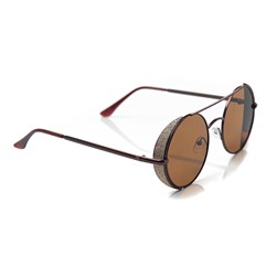 Óculos de Sol Feminino Redondo com Glitter Proteção UV400 Bronze