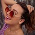 Óculos de Sol Feminino Redondo com Glitter Proteção UV400 Ouro