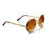 Óculos de Sol Feminino Redondo com Glitter Proteção UV400 Ouro