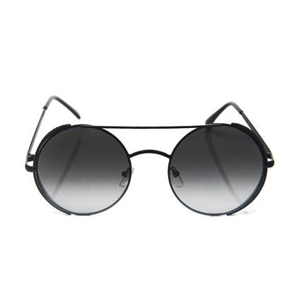 Óculos de Sol Feminino Redondo com Glitter Proteção UV400 Preto/Cinza