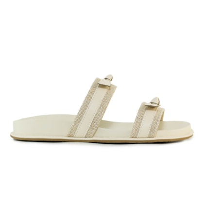 PAPETE BIRKEN FEMININA VICTÓRIA COM LAÇO NAS TIRAS OFF WHITE       S