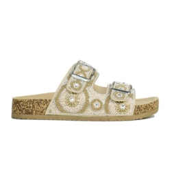 Papete Femina Birken Tyla com Duas Fivelas e Design em Pedrarias Bronze