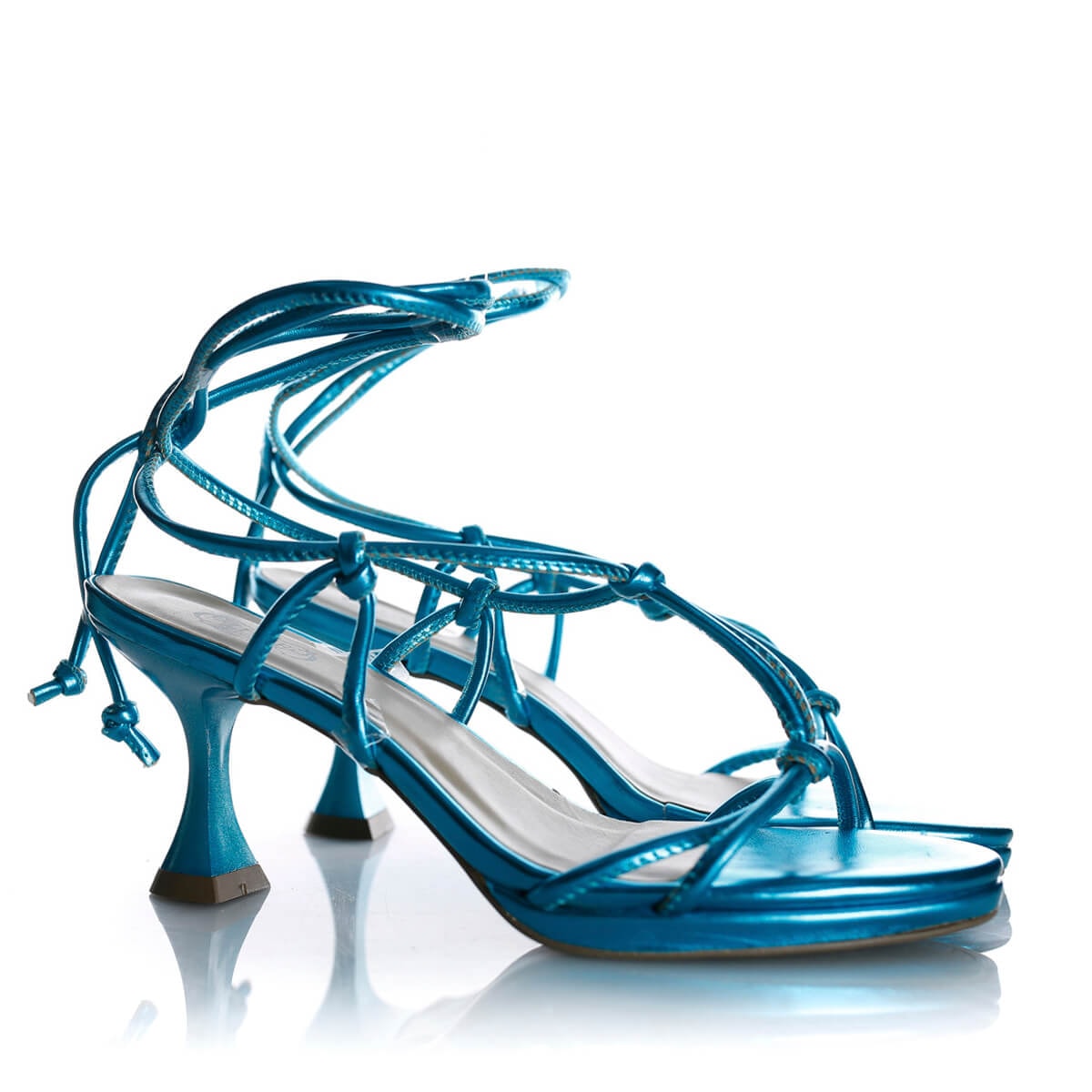 sandalia salto baixo azul