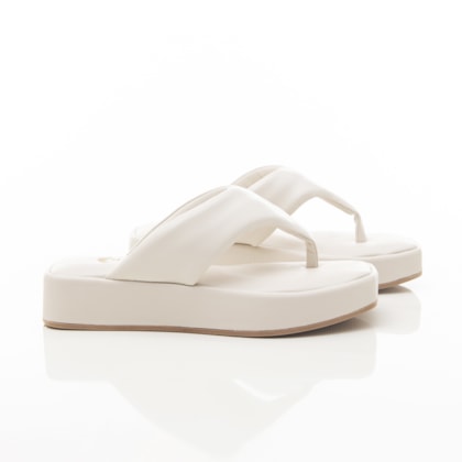 Sandália Feminina Flatform Papete Dulce Flat Thong Off White