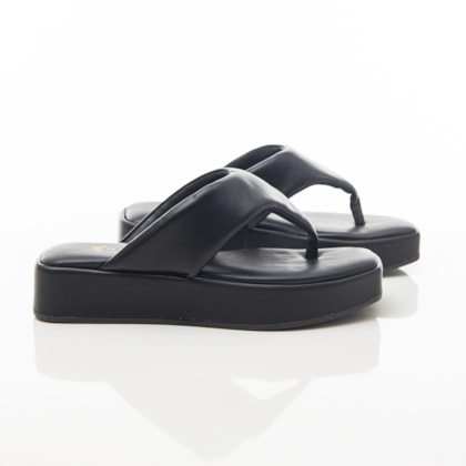 Sandália Feminina Flatform Papete Dulce Flat Thong Preto