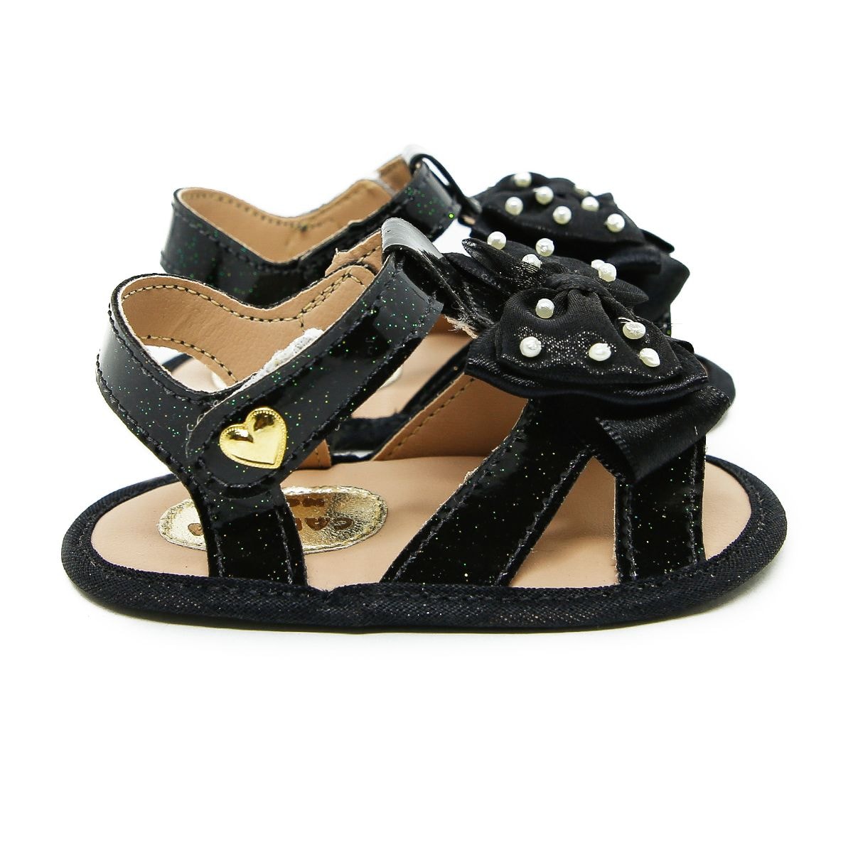 Pe Vermelho Calçados - Sandalia bebe Menina recém nascido Laço com Perola  Preto
