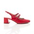 Sapato Feminino Jane Boneca Aberto com Três Fivelas Salto Baixo Vermelho