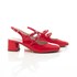 Sapato Feminino Jane Boneca Aberto com Três Fivelas Salto Baixo Vermelho