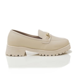 Sapato Feminino Mocassim Melinda Com Fecho Oxford Solado Tratorado Off White