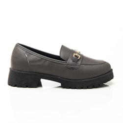 Sapato Feminino Mocassim Melinda Com Fecho Oxford Solado Tratorado Onix