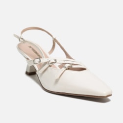 SAPATO FEMININO SLINGBACK POLYANA SALTO BAIXO COM FIVELAS OFF