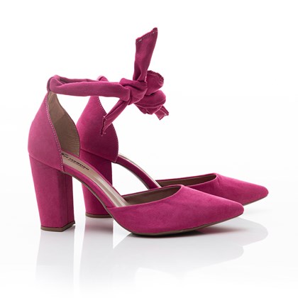 Sapato Feminino Tereza Scarpin Salto Grosso de Amarrar Pink