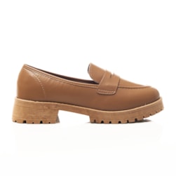 Sapato Mocassim Feminino Silvana Liso Oxford Tratorado Caramelo