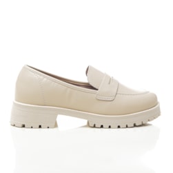 Sapato Mocassim Feminino Silvana Liso Oxford Tratorado Off White