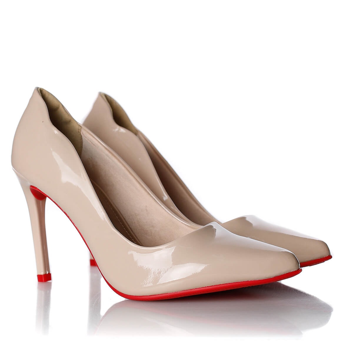 Scarpin nude store com solado vermelho