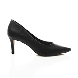 Sapato Scarpin Feminino Deise Bico Fino Salto Baixo Preto Napa