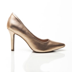 Sapato Scarpin Feminino Denise Bico Fino Salto Alto Cobre