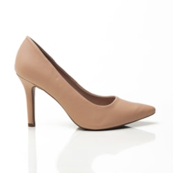 Sapato Scarpin Feminino Denise Bico Fino Salto Alto Nude