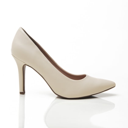 Sapato Scarpin Feminino Denise Bico Fino Salto Alto Off White