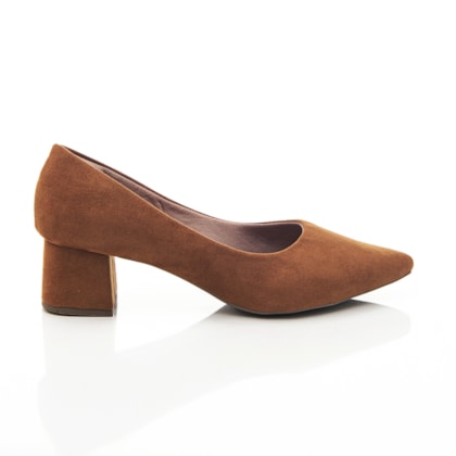 Sapato Scarpin Feminino Evelyn Bico Fino Salto Baixo Caramelo