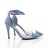 Sapato Scarpin Feminino Suzana Vinil com Amarração Salto Alto Azul Claro 37