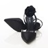 Sapato Scarpin Flora com Aplique de Flor Cetim e Transparencia Preto