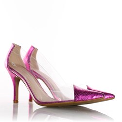 Sapato Scarpin Jaqueline Vinil Transparente Pink