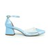 Sapato Scarpin Kate Salto Baixo Coração com Transparência em Vinil Azul Claro
