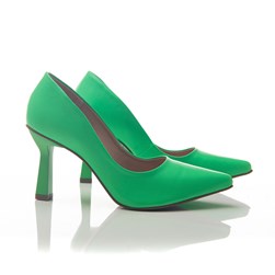 Sapato Scarpin Marina Feminino Salto Fino Baixo em Napa Verde Neon